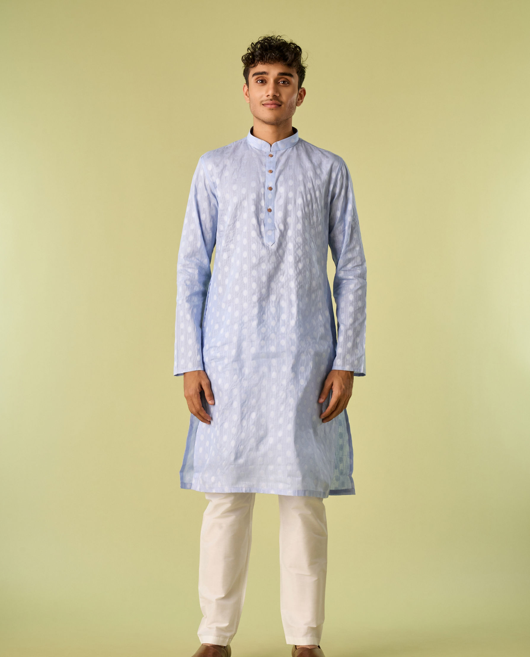 Diwas Men Light Blue Cotton Kurta