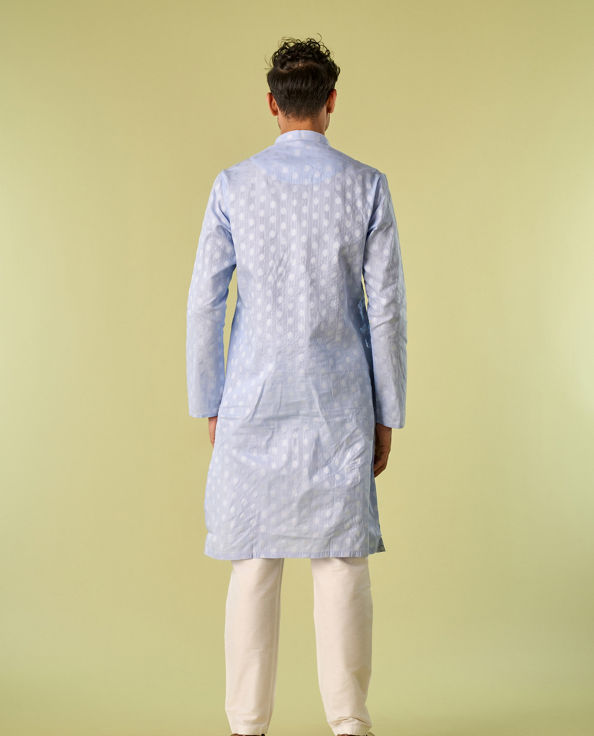 Diwas Men Light Blue Cotton Kurta