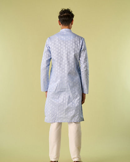 Diwas Men Light Blue Cotton Kurta