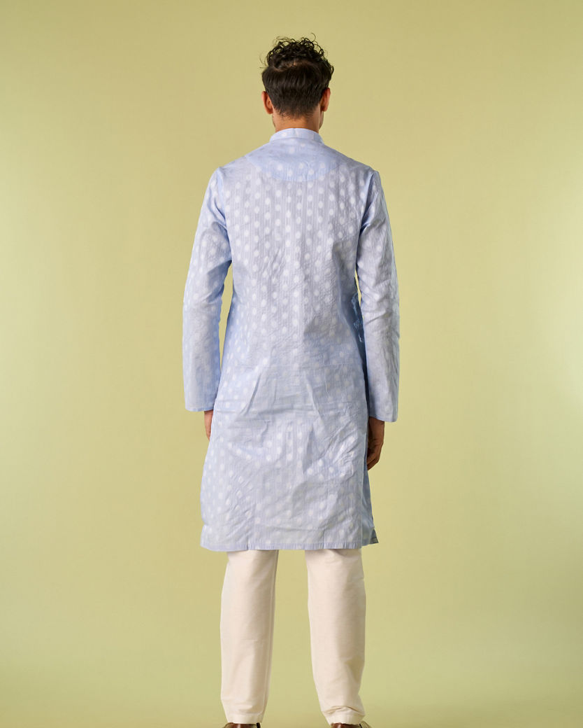 Diwas Men Light Blue Cotton Kurta