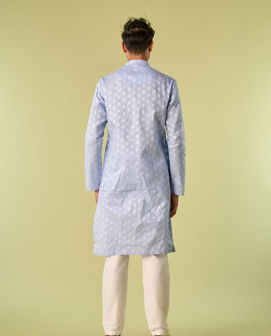 Diwas Men Light Blue Cotton Kurta