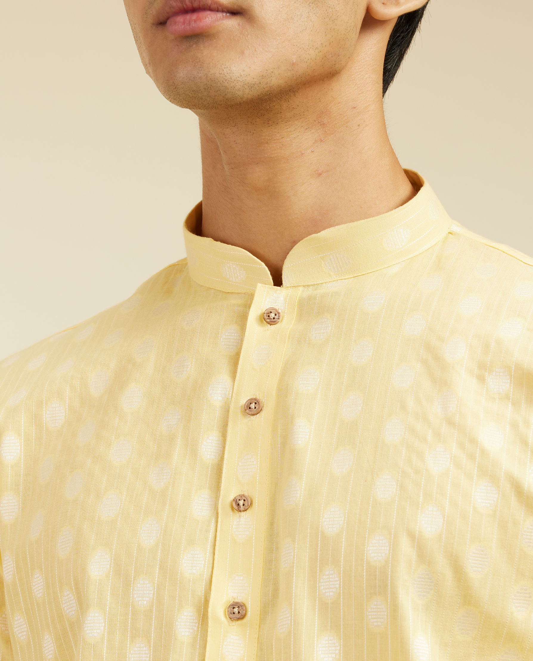 Diwas Men Sunlit Yellow Cotton Kurta