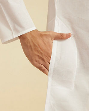 Diwas Men Ice White Plain Classic Kurta