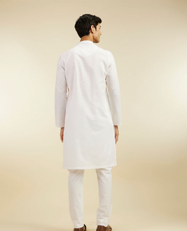 Diwas Men Warm White Self Patterned Kurta