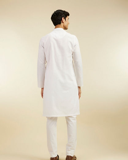 Diwas Men Warm White Self Patterned Kurta