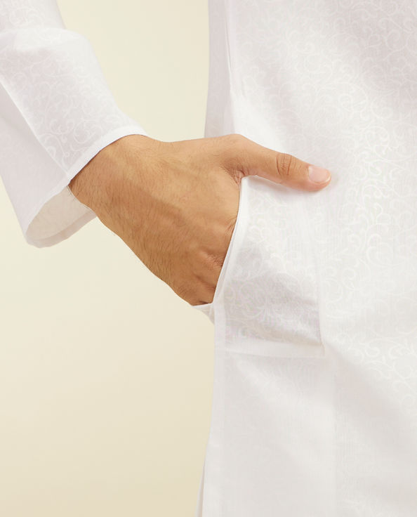 Diwas Men Warm White Self Patterned Kurta