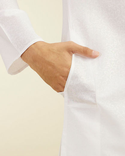 Diwas Men Warm White Self Patterned Kurta