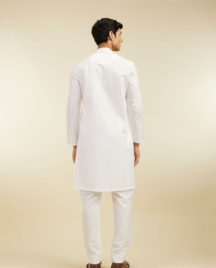 Diwas Men Cloud White Self Striped Kurta