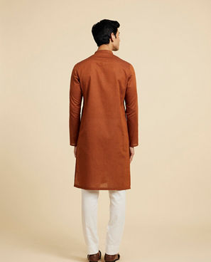 Diwas Men Savanna Brown Lattice Patterned Kurta