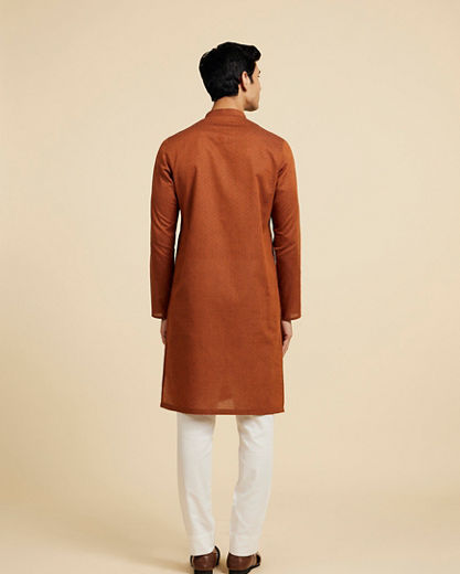 Diwas Men Savanna Brown Lattice Patterned Kurta