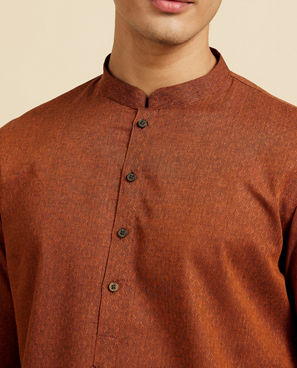 Diwas Men Savanna Brown Lattice Patterned Kurta
