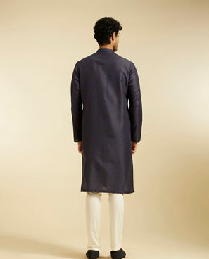 Diwas Men French Navy Blue Plain Classic Kurta