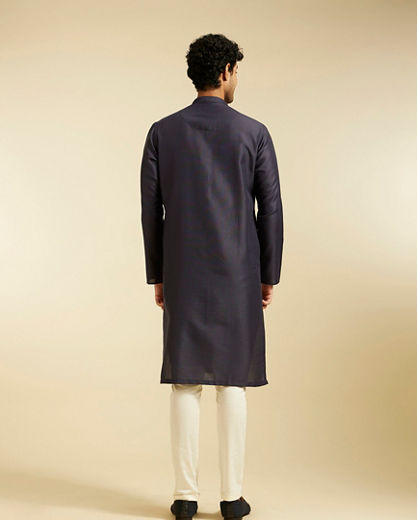 Diwas Men French Navy Blue Plain Classic Kurta