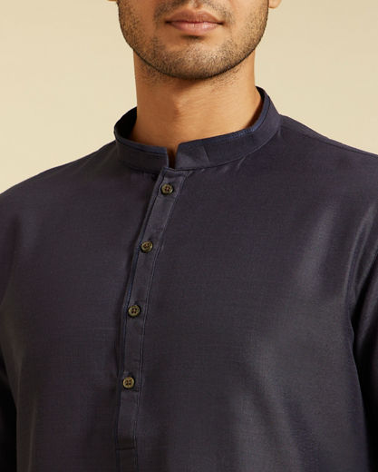 Diwas Men French Navy Blue Plain Classic Kurta