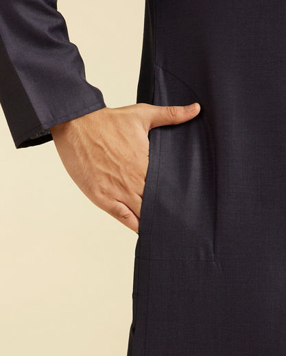 Diwas Men French Navy Blue Plain Classic Kurta