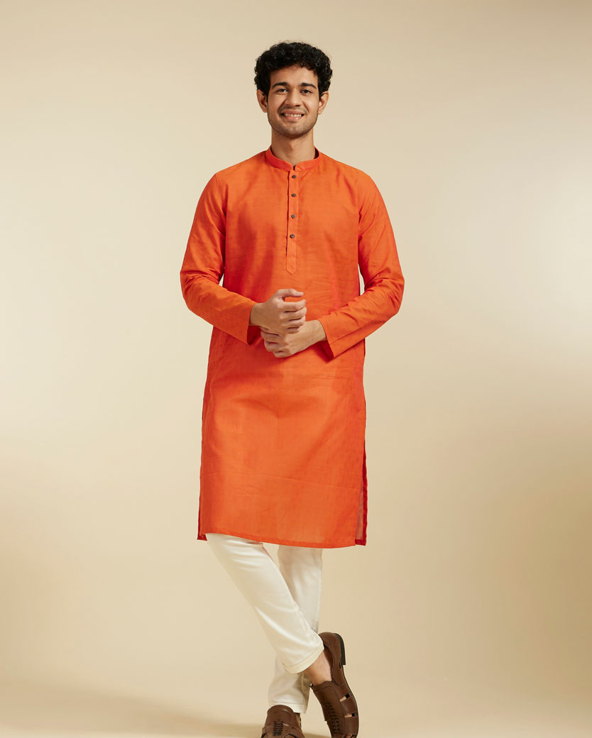 Diwas Men Vibrant Orange Kurta Collection