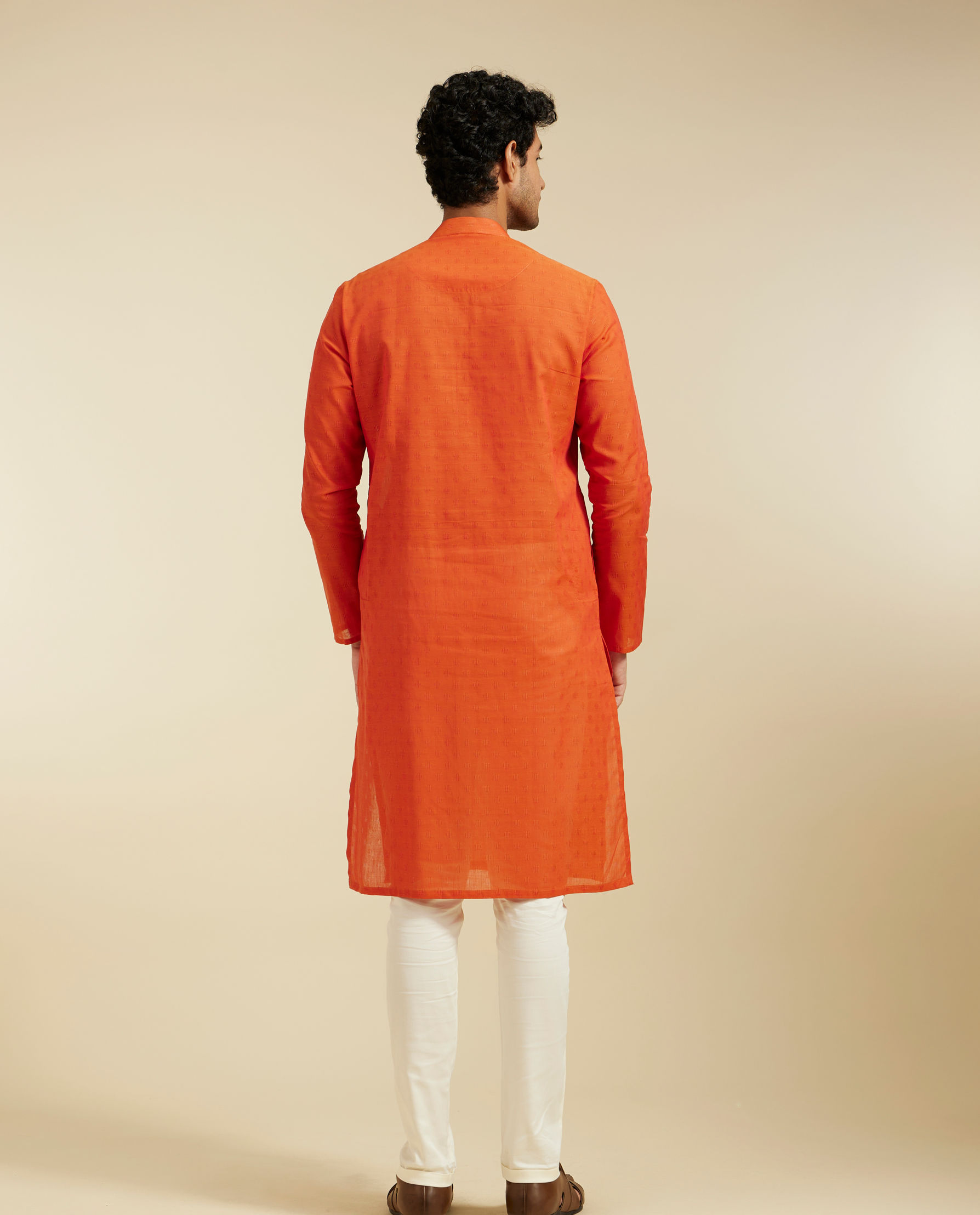 Diwas Men Vibrant Orange Kurta Collection