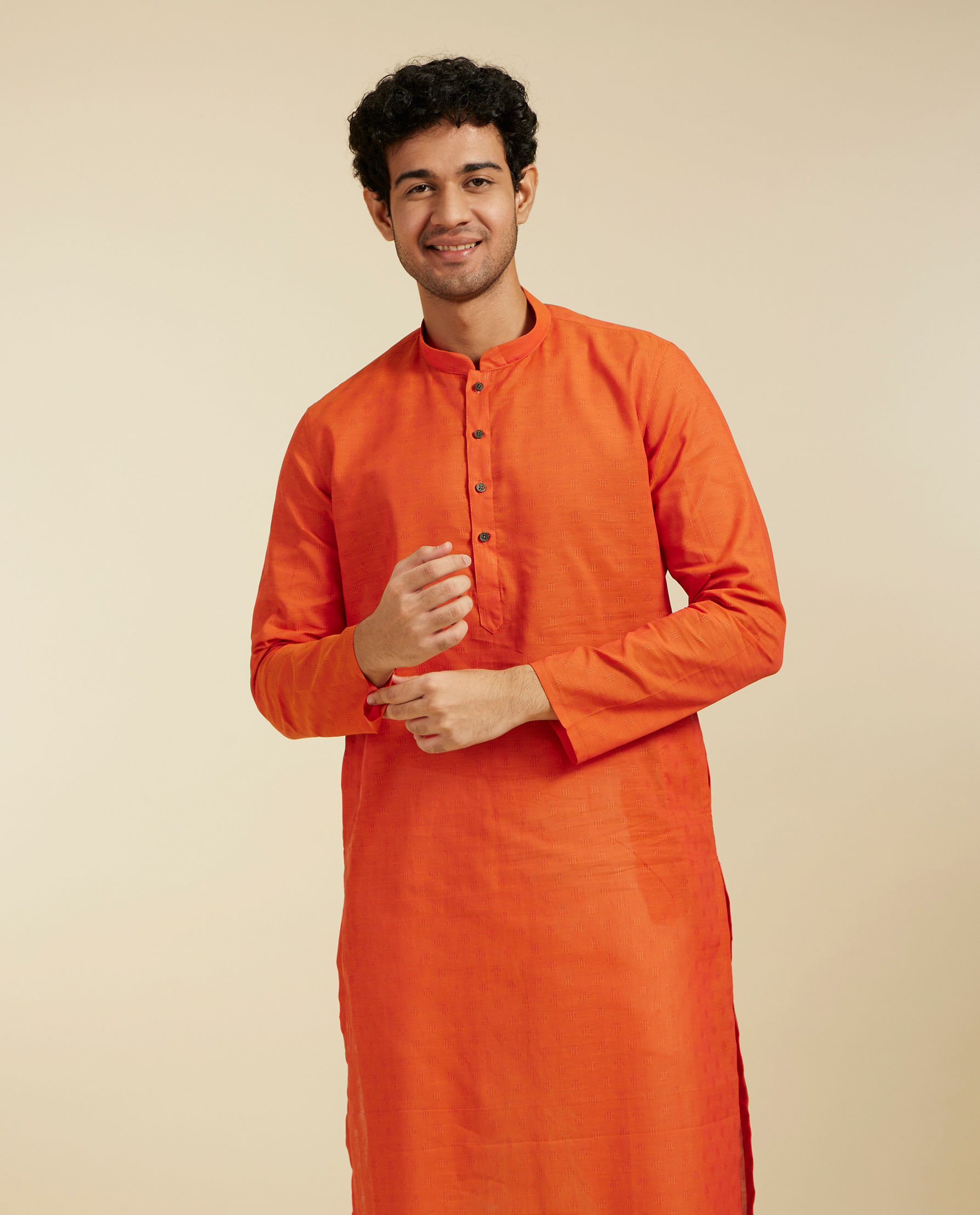 Diwas Men Vibrant Orange Kurta Collection