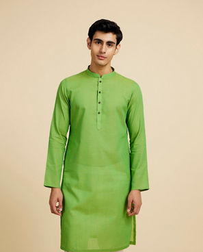 Diwas Men Soft Green Chevron Printed Kurta