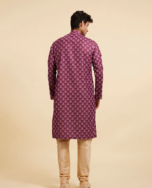 Diwas Men Damson Purple Kurta with Gopuram Motifs