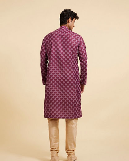 Diwas Men Damson Purple Kurta with Gopuram Motifs