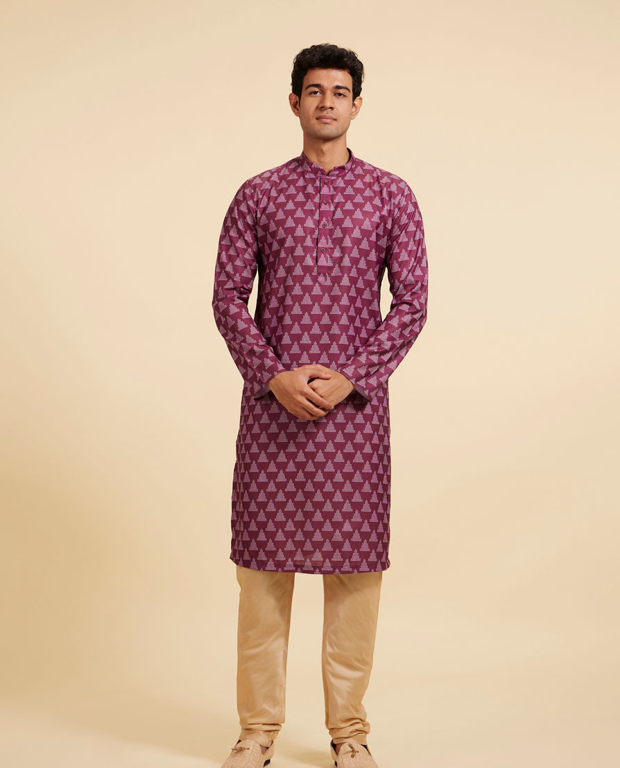 Diwas Men Damson Purple Kurta with Gopuram Motifs