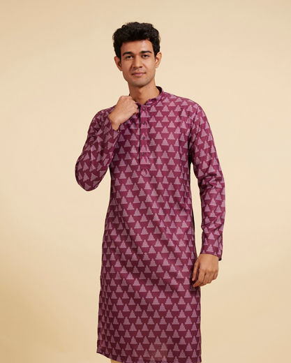 Diwas Men Damson Purple Kurta with Gopuram Motifs