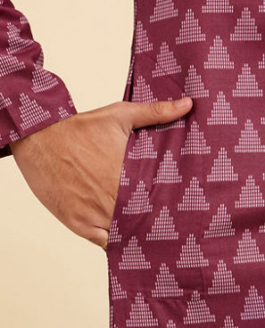 Diwas Men Damson Purple Kurta with Gopuram Motifs