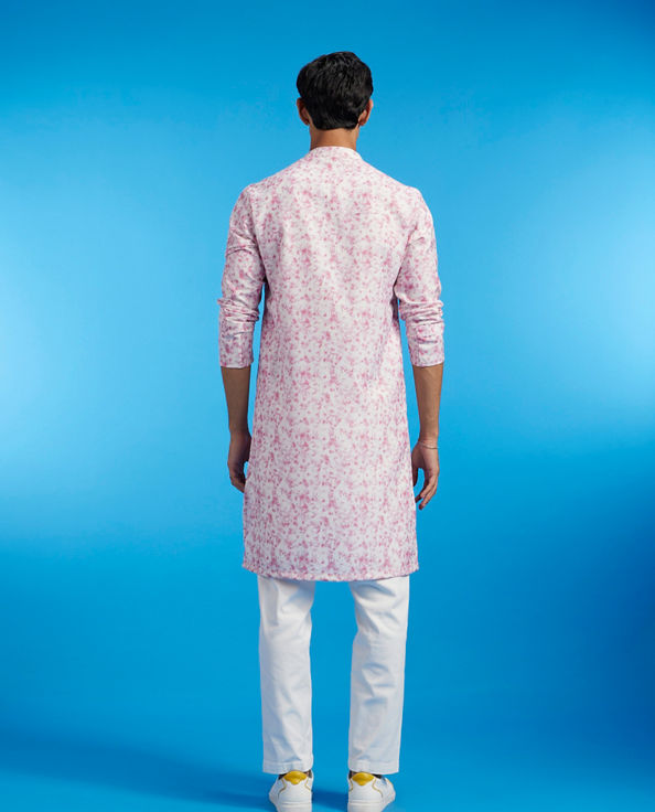 Diwas Men Dusty Pink Abstract Printed Kurta