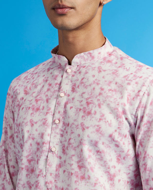 Diwas Men Dusty Pink Abstract Printed Kurta
