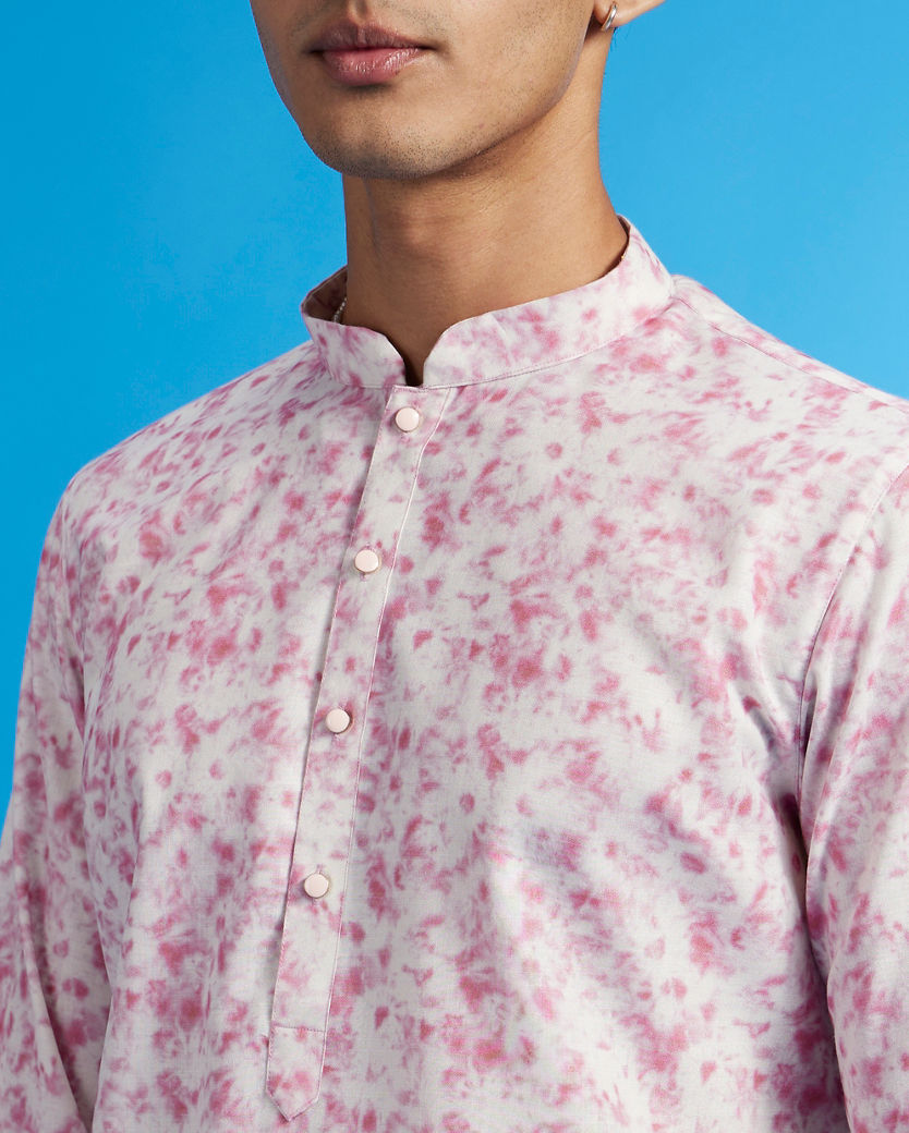 Diwas Men Dusty Pink Abstract Printed Kurta