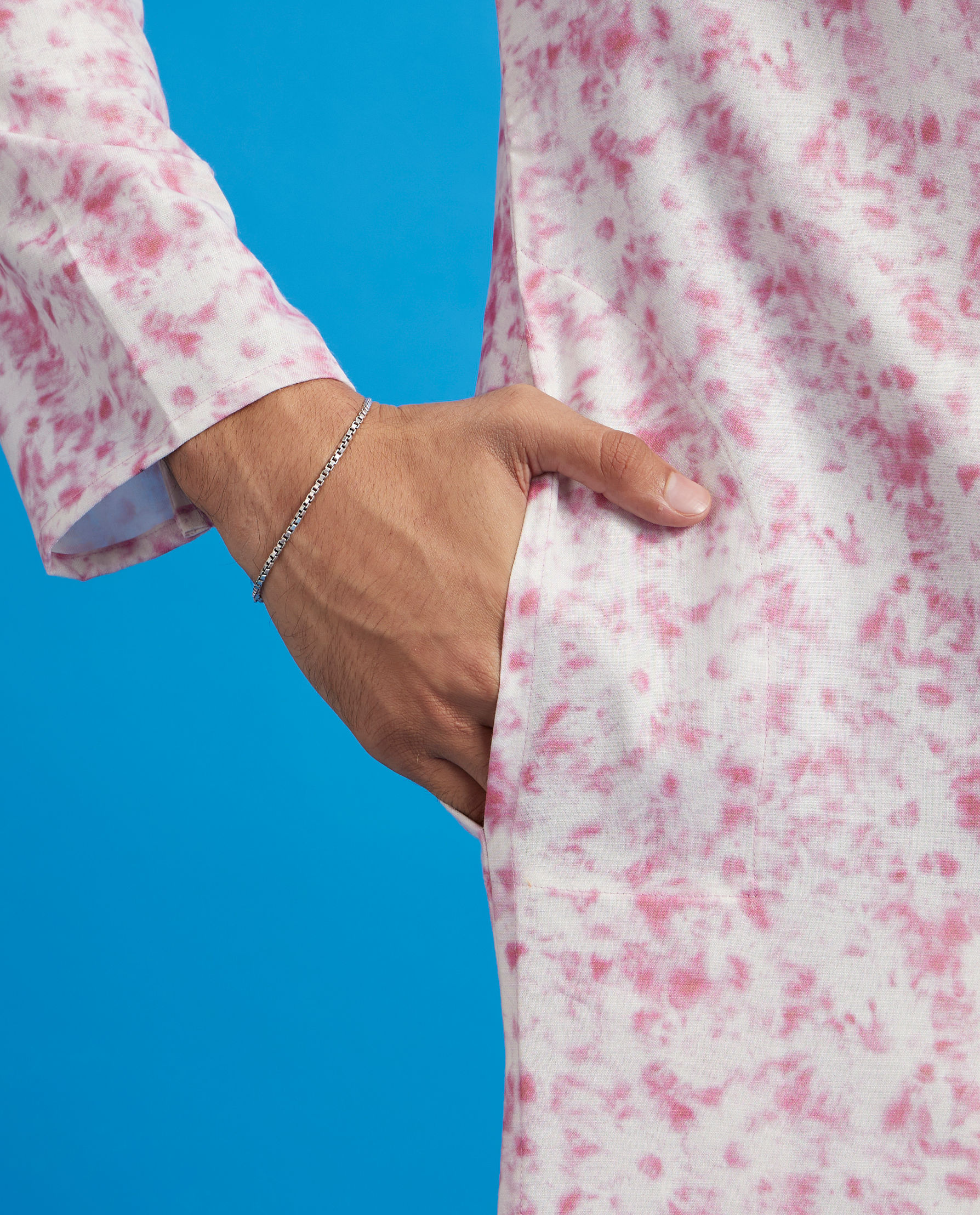 Diwas Men Dusty Pink Abstract Printed Kurta