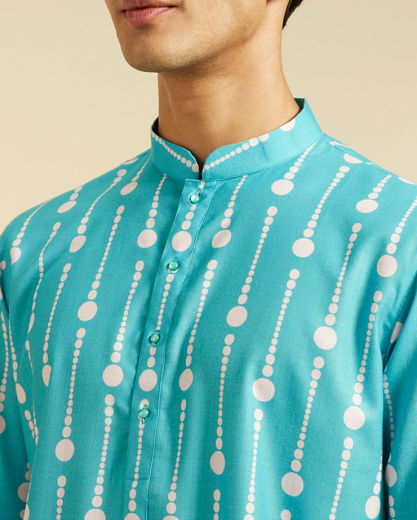 Diwas Men Turquoise Blue Modish Dotted Printed Kurta