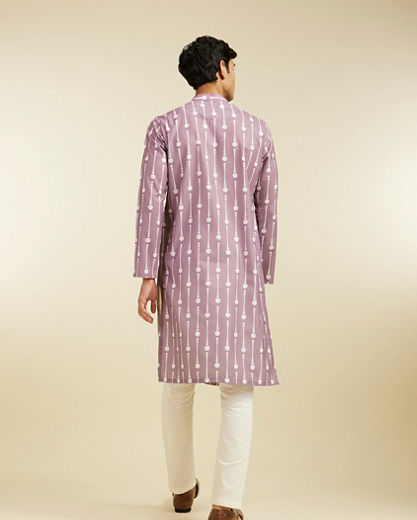 Diwas Men Soft Lilac Modish Dotted Printed Kurta