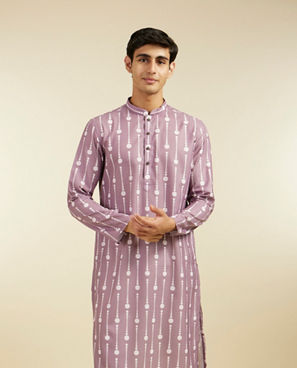 Diwas Men Soft Lilac Modish Dotted Printed Kurta
