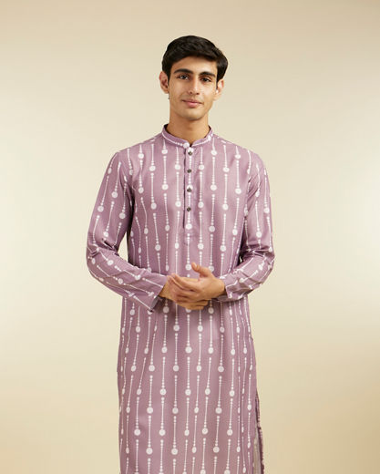 Diwas Men Soft Lilac Modish Dotted Printed Kurta