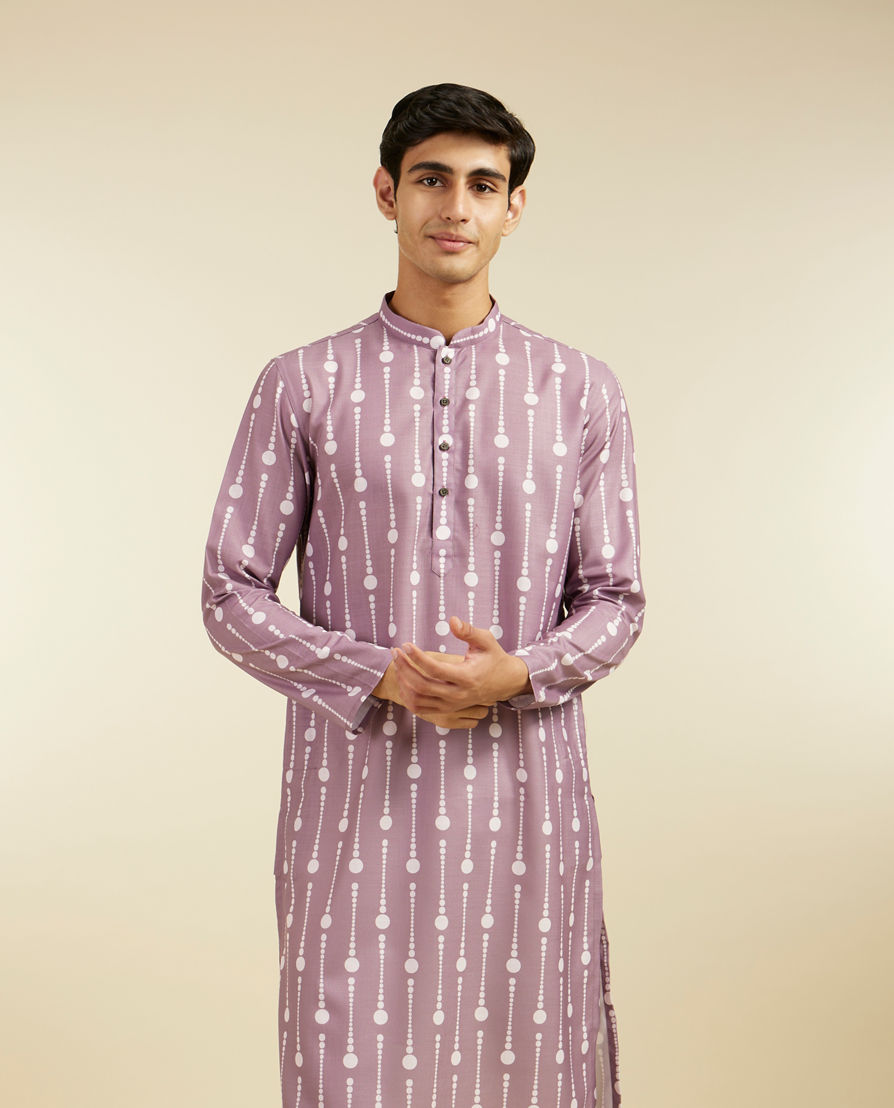Diwas Men Soft Lilac Modish Dotted Printed Kurta
