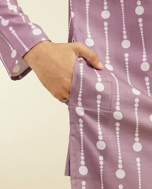 Diwas Men Soft Lilac Modish Dotted Printed Kurta