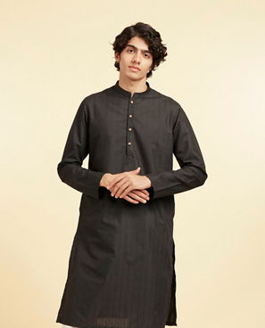 Diwas Men Black Elegance Cotton Kurta
