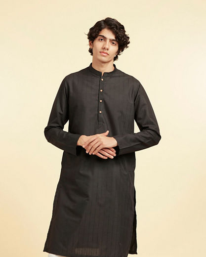 Diwas Men Black Elegance Cotton Kurta