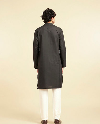 Diwas Men Black Elegance Cotton Kurta