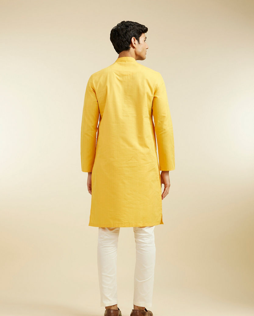 alt message - Diwas Men Luxurious Mustard Kurta image number 4