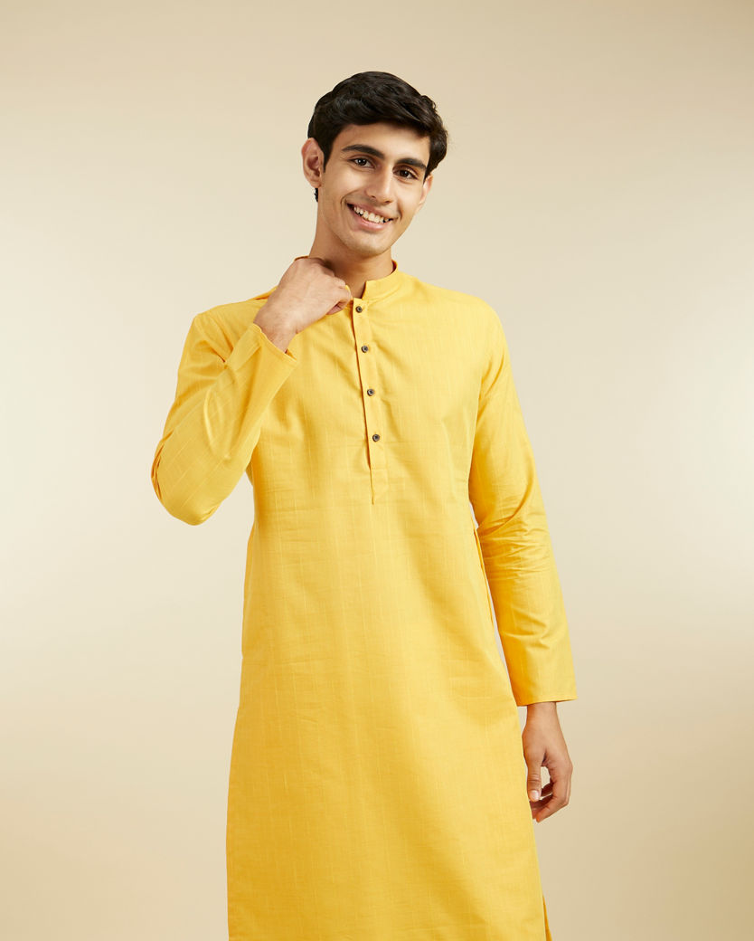 alt message - Diwas Men Luxurious Mustard Kurta image number 0