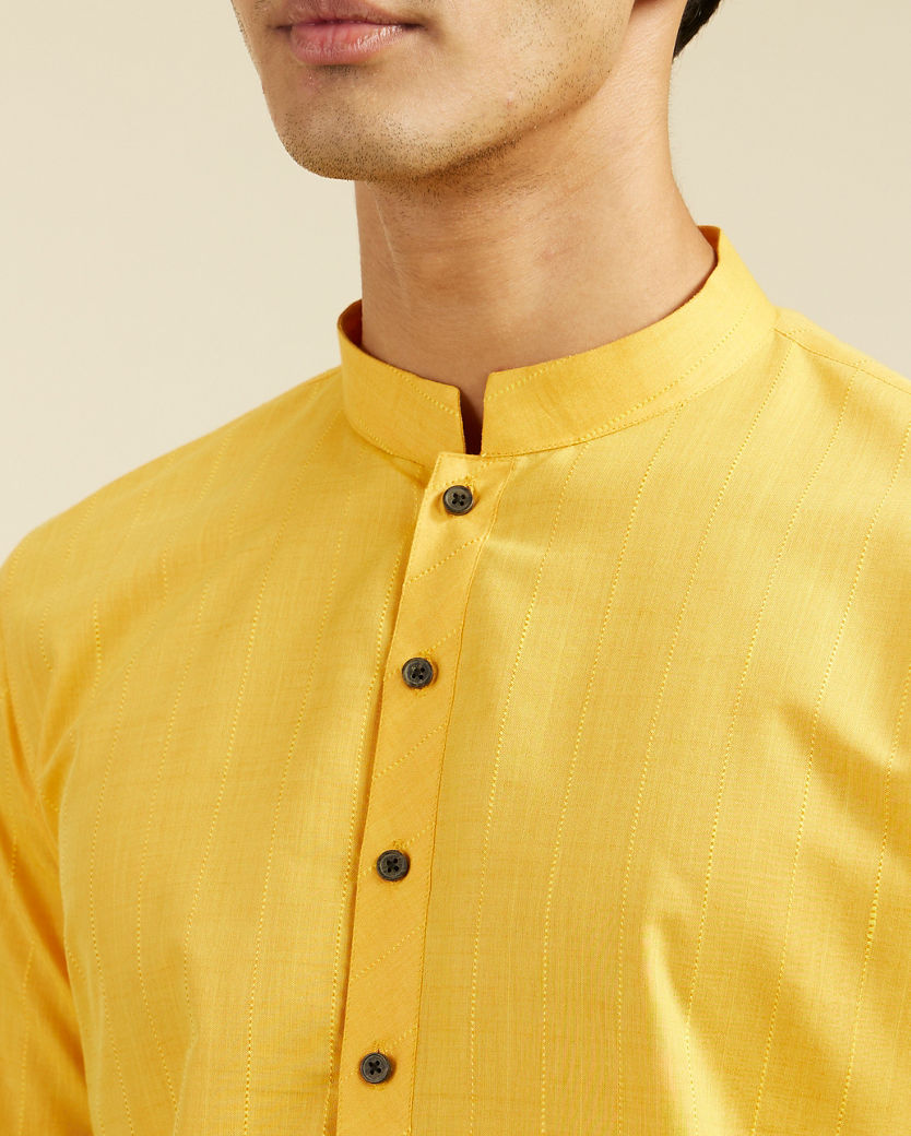 alt message - Diwas Men Luxurious Mustard Kurta image number 1