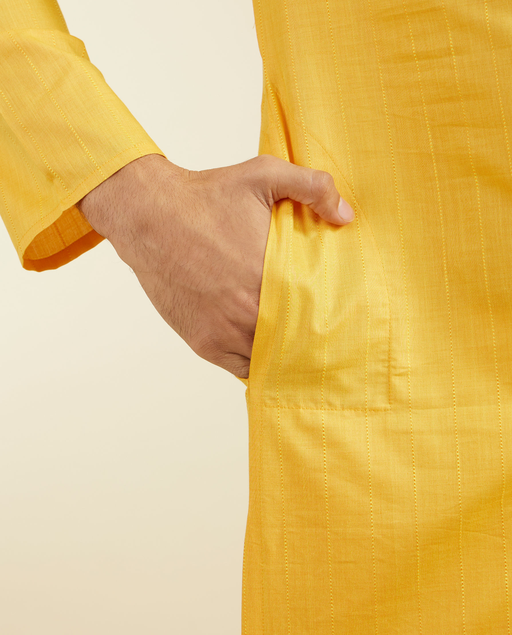 alt message - Diwas Men Luxurious Mustard Kurta image number 3