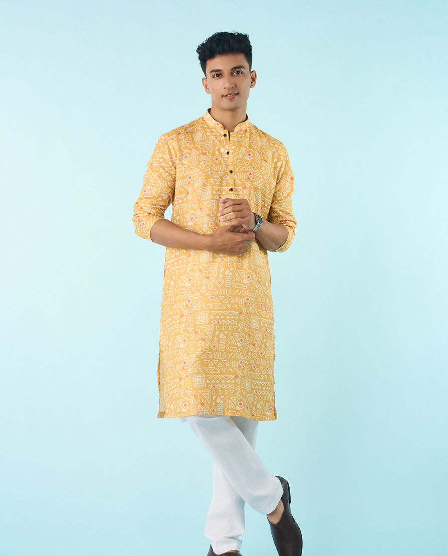 Diwas Men Mustard Celebration Delight Kurta Pajama