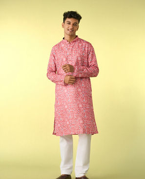 Diwas Men Pink Majesty Kurta Pajama
