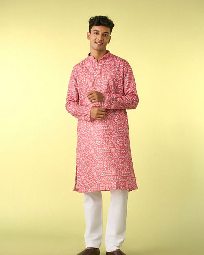 Diwas Men Pink Majesty Kurta Pajama