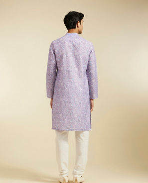 Diwas Men Soft Lilac Aztec Printed Kurta