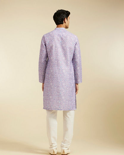 Diwas Men Soft Lilac Aztec Printed Kurta